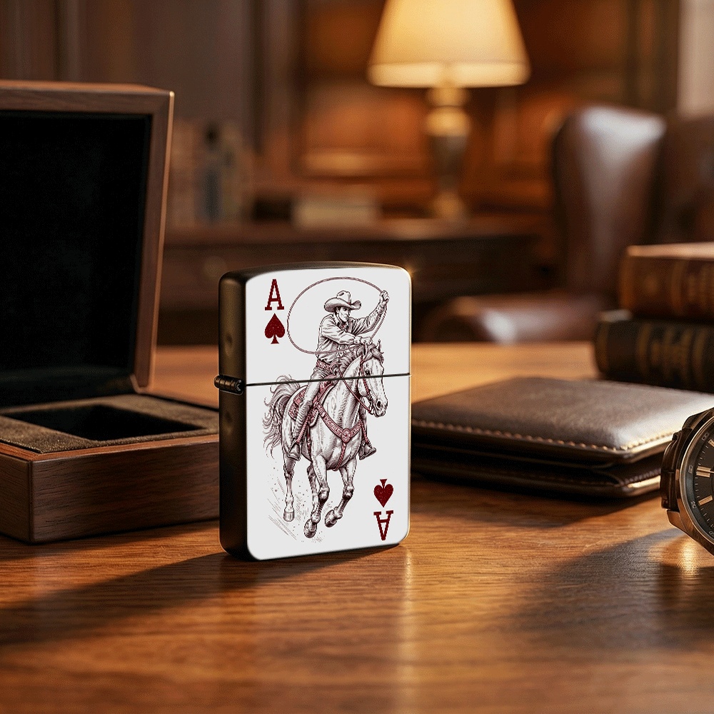 Vintage Collectible Playing Cards - Flip Top Lighter Cowboy Rodeo Ace