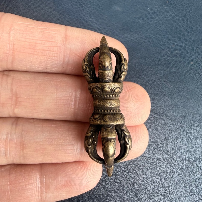 Small Vintage Collectible Items - Tibetan-style brass small pendant, vintage distressed