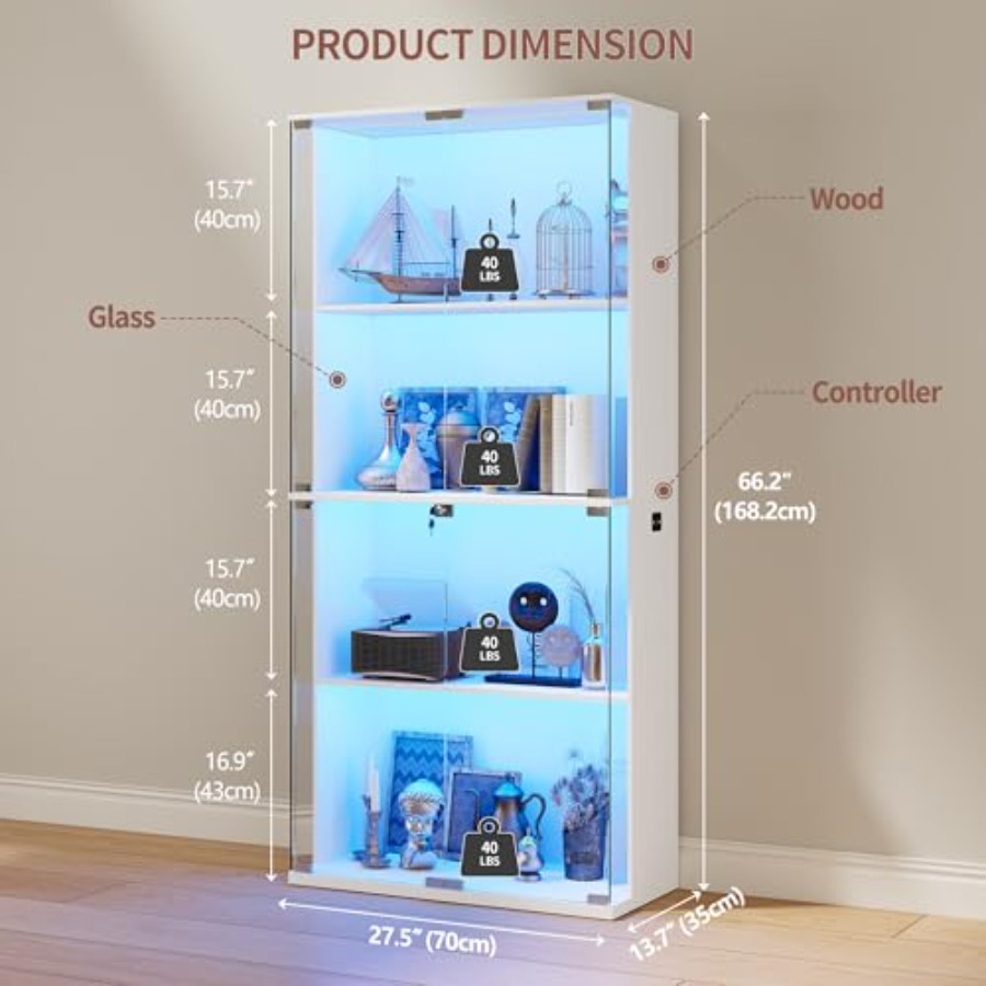 66 Glass Display Cabinet for C - Collectible & Vintage Dolls For Christmas 评论和价格