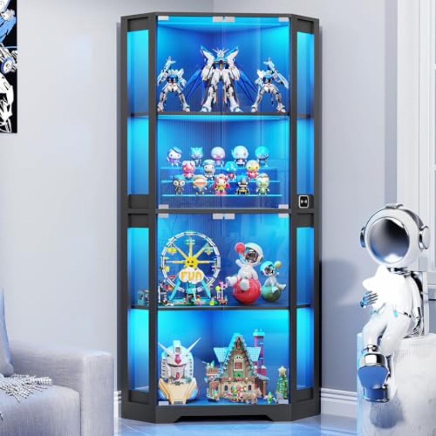 Lighted Corner Display Cabinet - Collectible & Vintage Dolls For Christmas 评论和价格