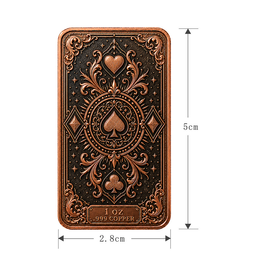 1oz .999 Fine Copper Bar Poker - Vintage Collectible Playing Cards 评论和价格