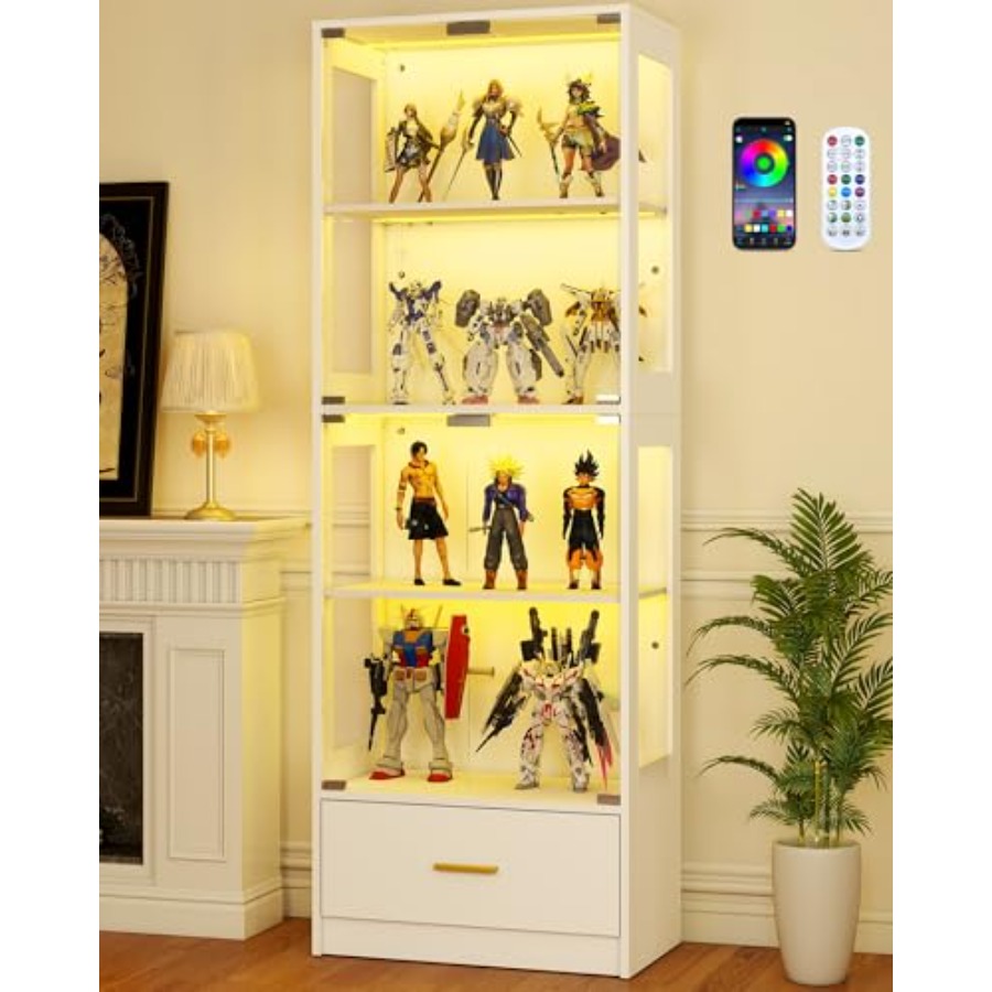 Glass Display Cabinet with Doo - Collectible & Vintage Dolls For Christmas 评论和价格