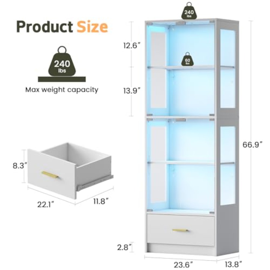 Glass Display Cabinet with Doo - Collectible & Vintage Dolls For Christmas 评论和价格