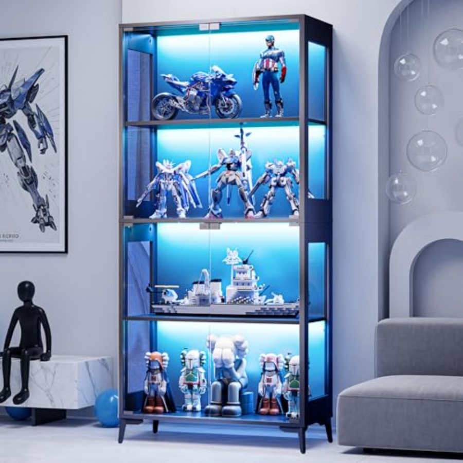Glass display cabinet with doo - Collectible & Vintage Dolls For Christmas 评论和价格