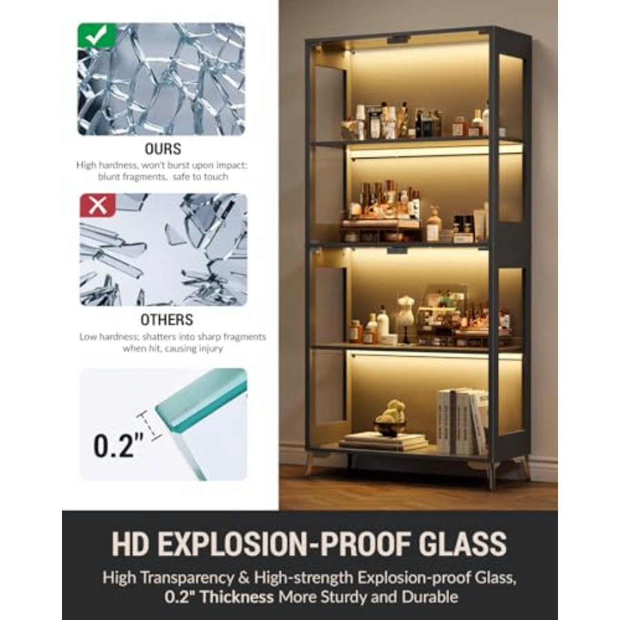 Glass display cabinet with doo - Collectible & Vintage Dolls For Christmas 评论和价格