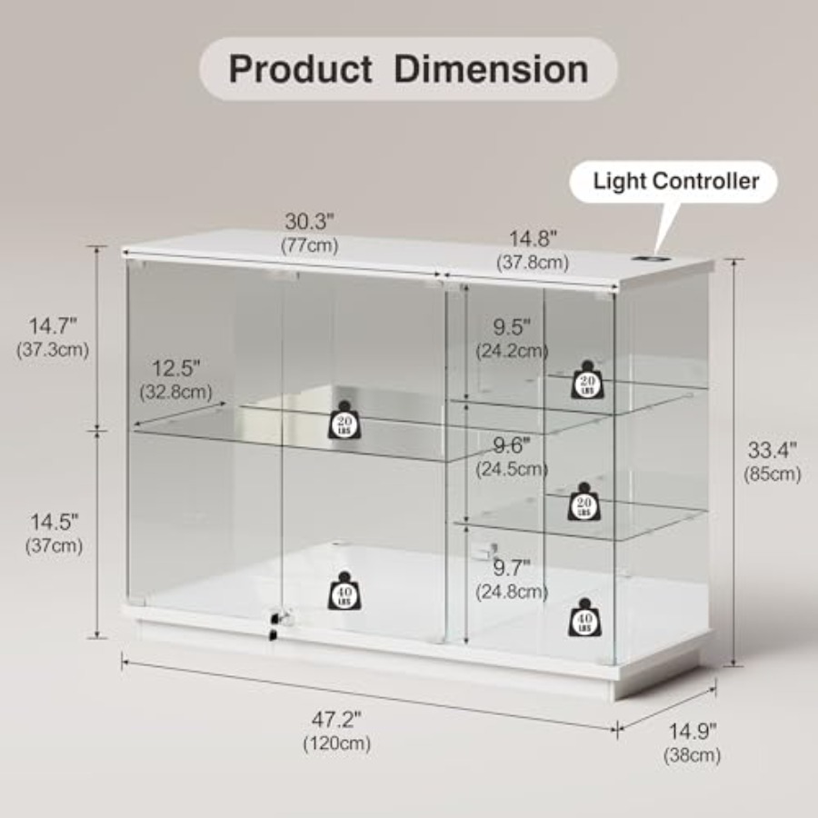 RGB Glass Display Cabinet with - Collectible & Vintage Dolls For Christmas 评论和价格