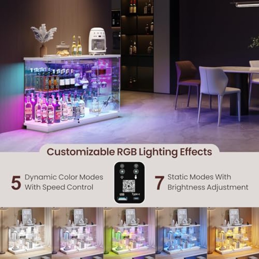 RGB Glass Display Cabinet with - Collectible & Vintage Dolls For Christmas 评论和价格