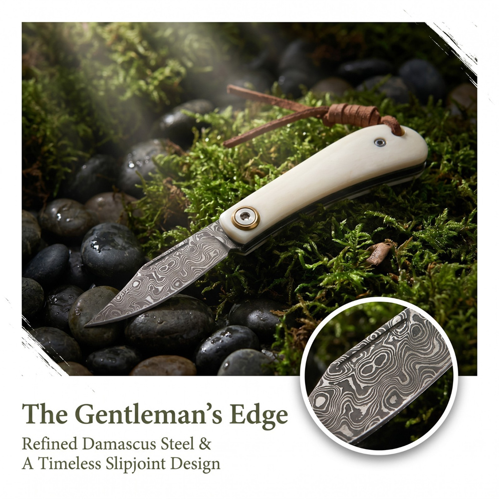 Vintage Damascus Folding EDC P - Vintage Collectible Knife 评论和价格